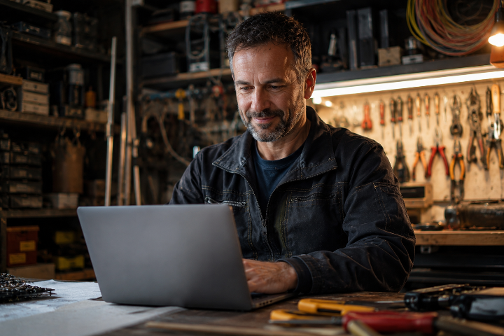 Électricien consultant son site internet professionnel sur ordinateur