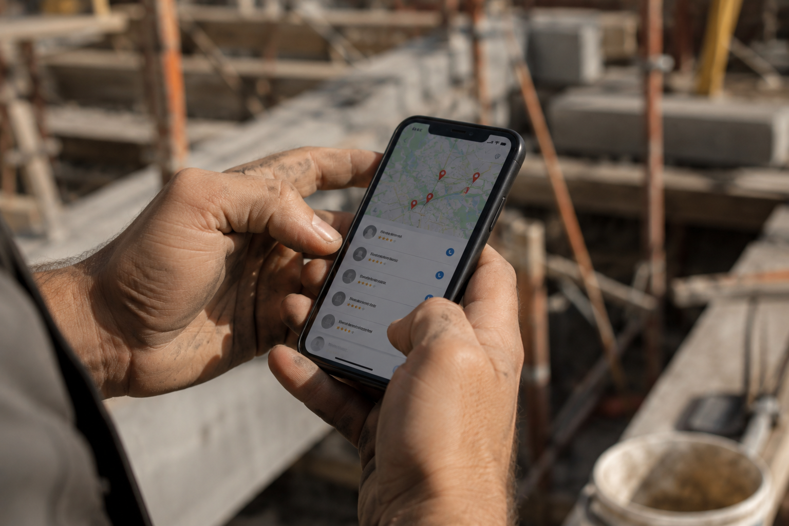 Recherche locale d'un artisan sur smartphone via Google Maps