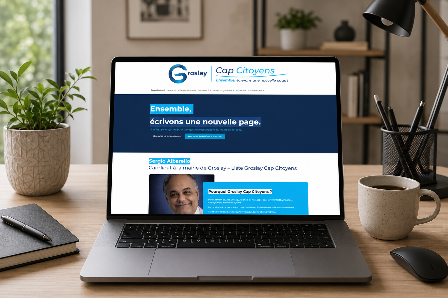 Site internet Groslay Cap Citoyens, collectif citoyen local, réalisé par Zebrane