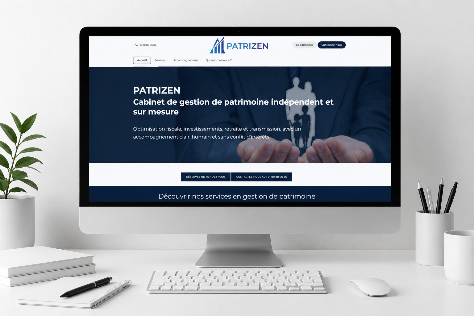 Site internet Patrizen, conseil et patrimoine, réalisé par Zebrane