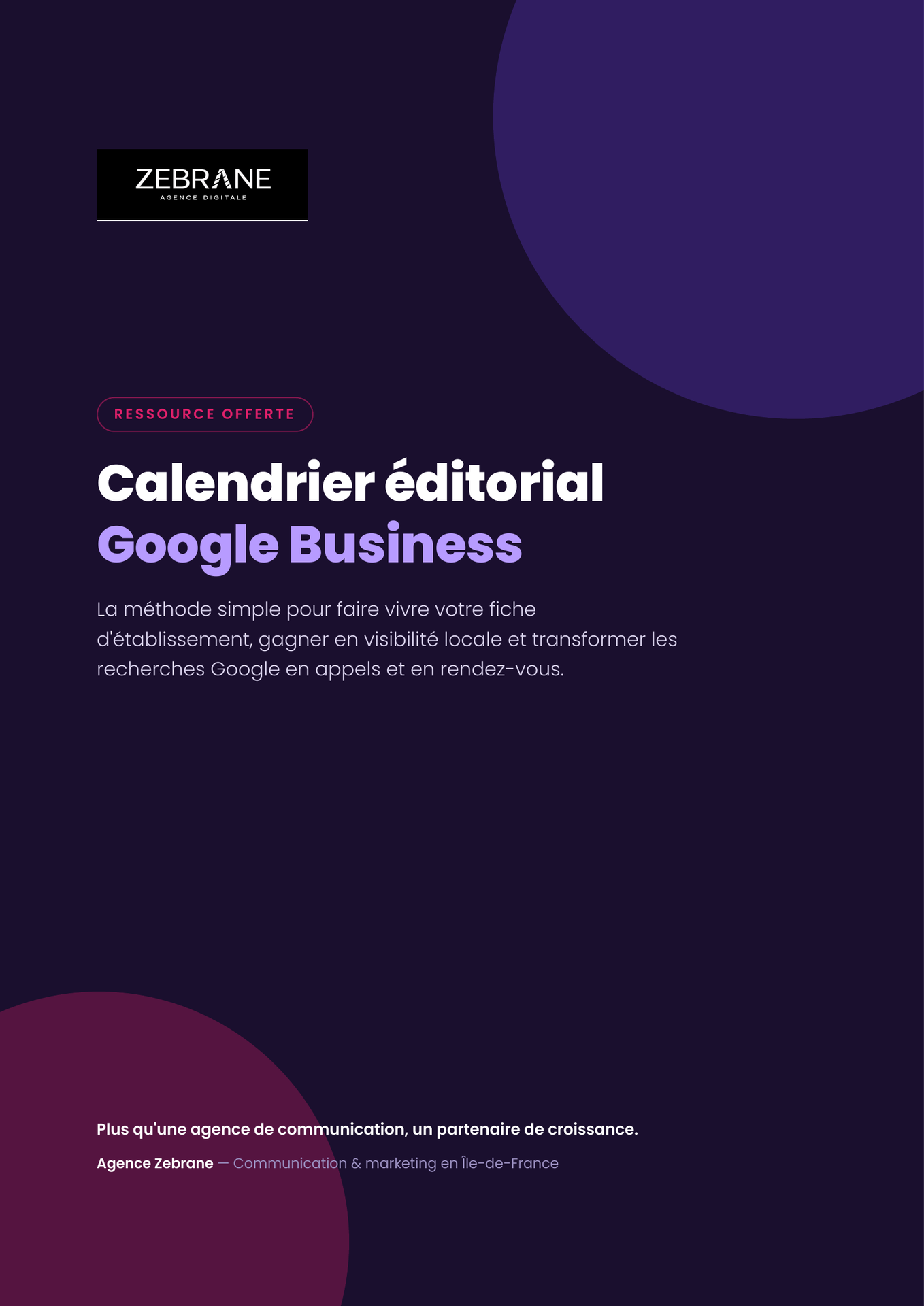 Calendrier éditorial Google Business Zebrane