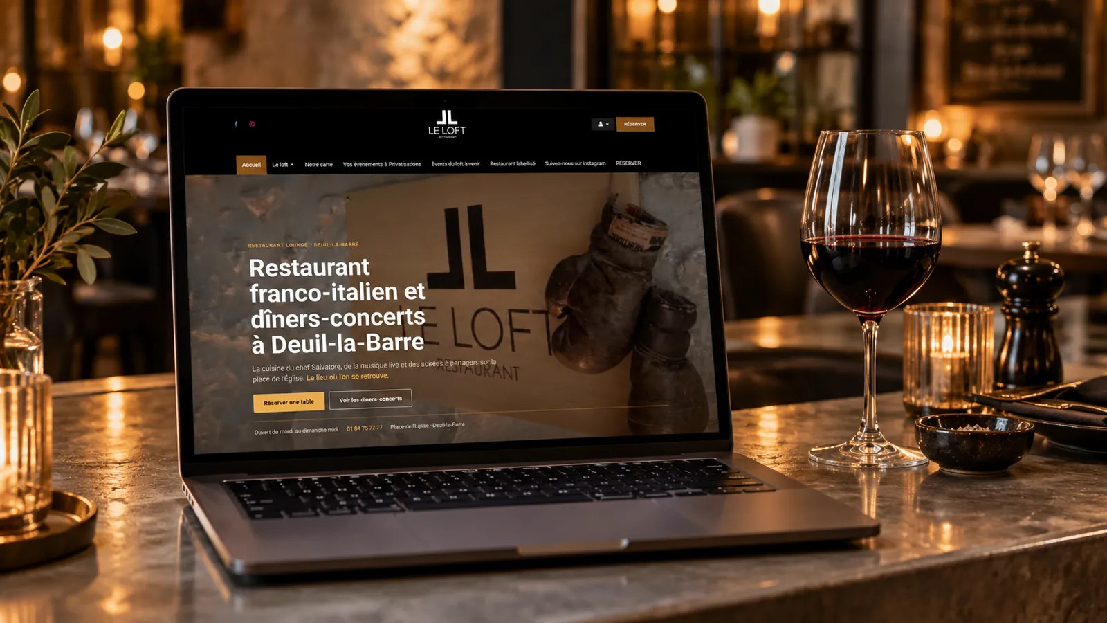 Site internet du restaurant Le Loft à Deuil-la-Barre réalisé par l'agence Zebrane