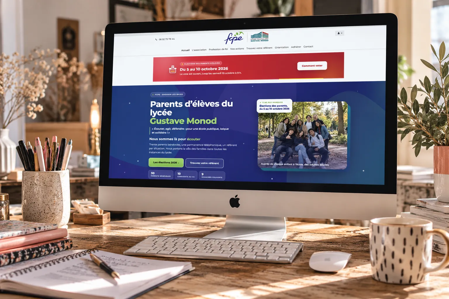 Site internet de la FCPE du lycée Gustave Monod réalisé par l'agence Zebrane